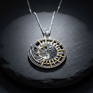 Walk in the Sun Path – Dali-Inspired Fine Sterling Silver Jewelry Pendant in 14K Gold Accent